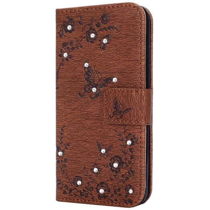 iPhone 7 Case,iPhone 7 Wallet Case,Phezen Serect Garden Series Butterfly Flower Bling Diamod Inlaid PU Leather... N67
