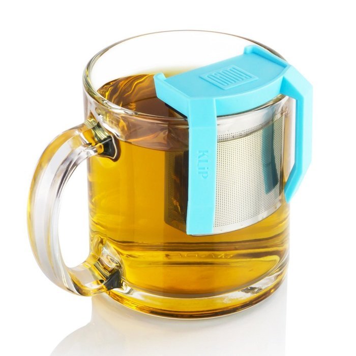 Boco Clip On Tea Infuser Brewer For Office w/ Drip Catcher. Sip While Brewing Too! (KLiP - Sky Blue) N24
