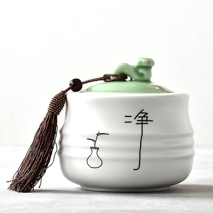 XDOBO L Ceramic Tea Tin Dry Goods Seal Pot Tea Storage Container Sealed Can Tea Accessories (D) N2