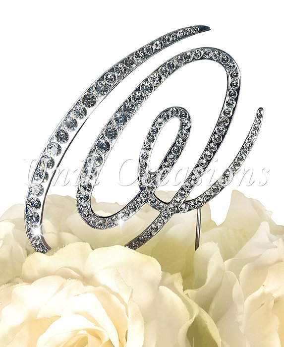 Victorian Collection Monogram Rhinestone Cake Topper - Large - Silver (4.75" Tall) (Letter M) N21