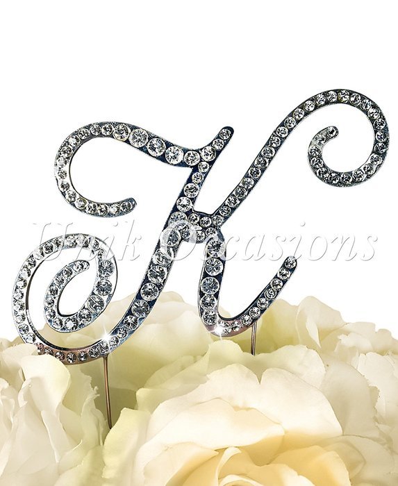 Victorian Collection Monogram Rhinestone Cake Topper - Large - Silver (4.75" Tall) (Letter M) N25