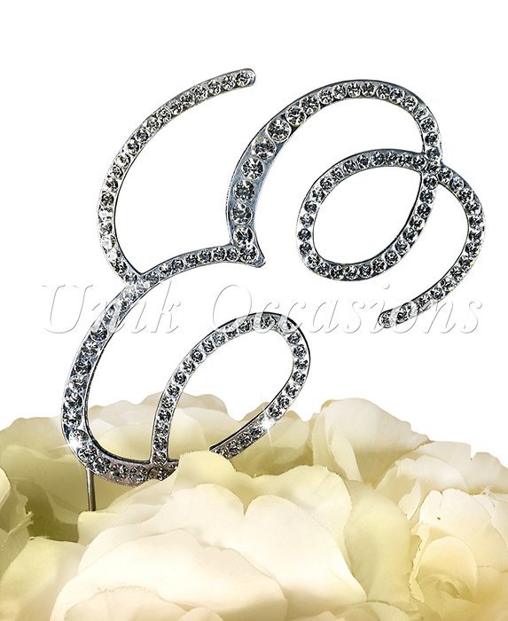 Victorian Collection Monogram Rhinestone Cake Topper - Large - Silver (4.75" Tall) (Letter M) N26