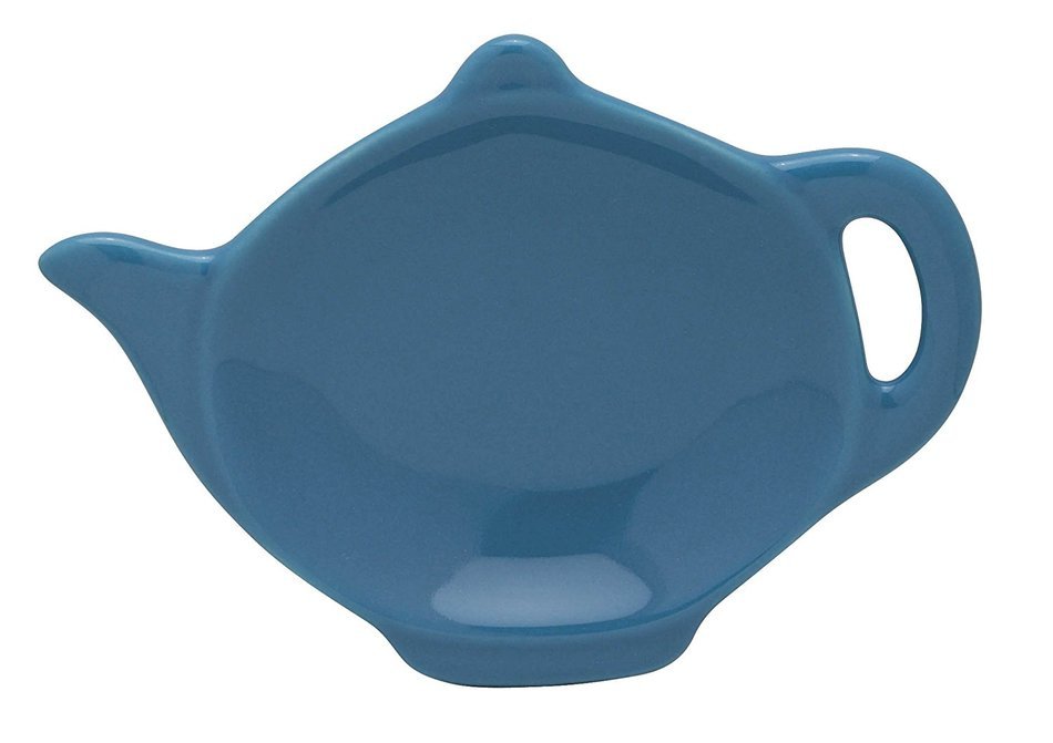 HIC Teapot-Shaped Tea Bag Holder and Resting Caddy, High-Fired Ceramic, Sage Green, 4.5-Inches N3