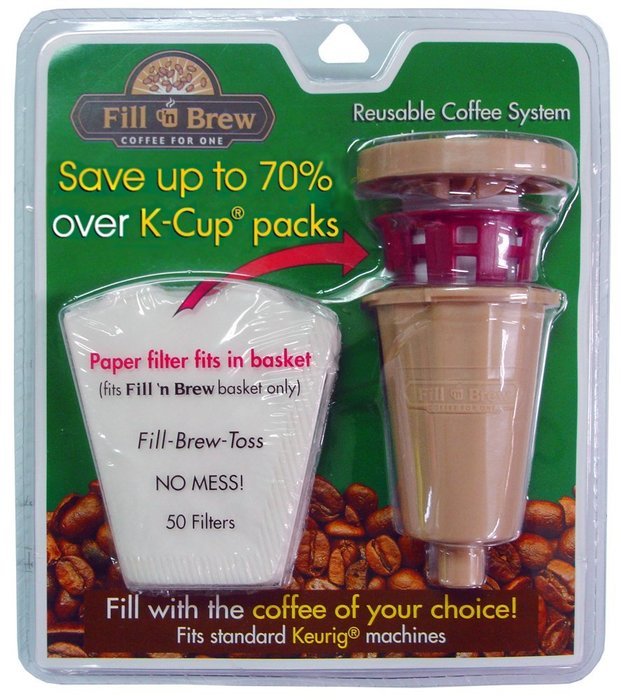 LaMi Products Economy Kitchen Accessory Fill N Brew Reusable Filters with 50-Paper Filter