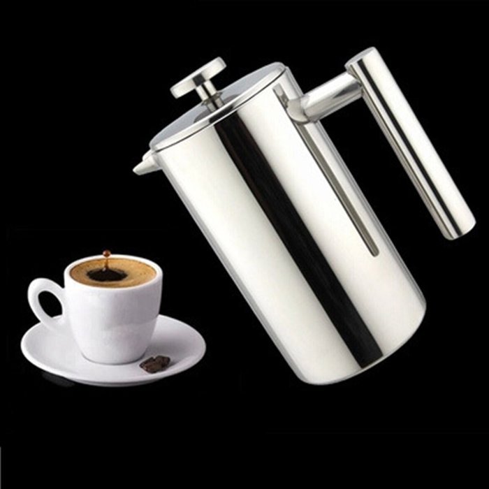 Double Wall Stainless Steel French Coffee Press & Tea Maker, Coffee Maker, 1 Liter N3
