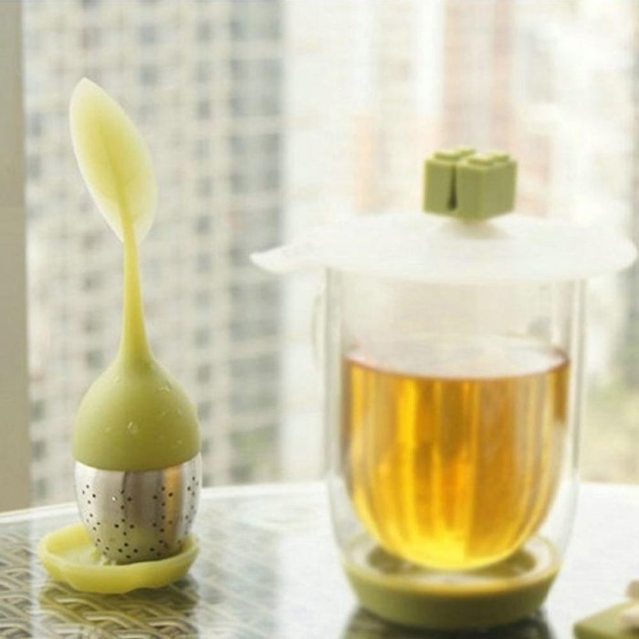 MAXGOODS Fine Silicone Stainless Steel Leaf Tea Strainer Teaspoon Infuser Filter N8