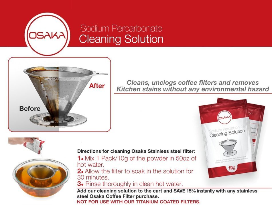 Osaka Sodium Percarbonate Cleaning Solution - Clean and Unclog Coffee Filters and Removes Kitchen Stains. (10... N4