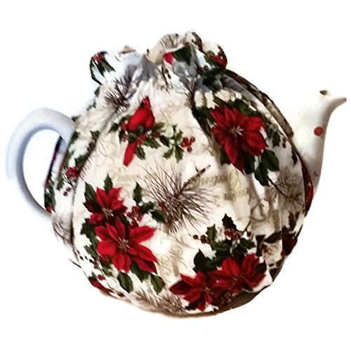 Teapot Cozy with Red poinsettias and pine boughs for 5-8 cup teapot #349 N4