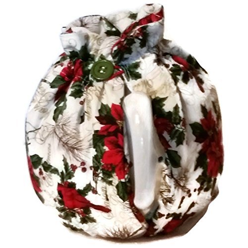 Teapot Cozy with Red poinsettias and pine boughs for 5-8 cup teapot #349 N5