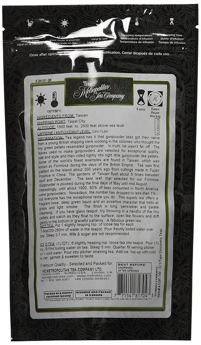 Metropolitan Tea Discovery Loose Tea Pack, Formosa Gunpowder Green, 100gm N6