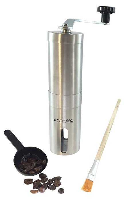 Cafetec Ceramic Burr Manual Coffee Grinder, Portable Coffee Mill, Stainless Steel, Includes Cleaning Brush and...
