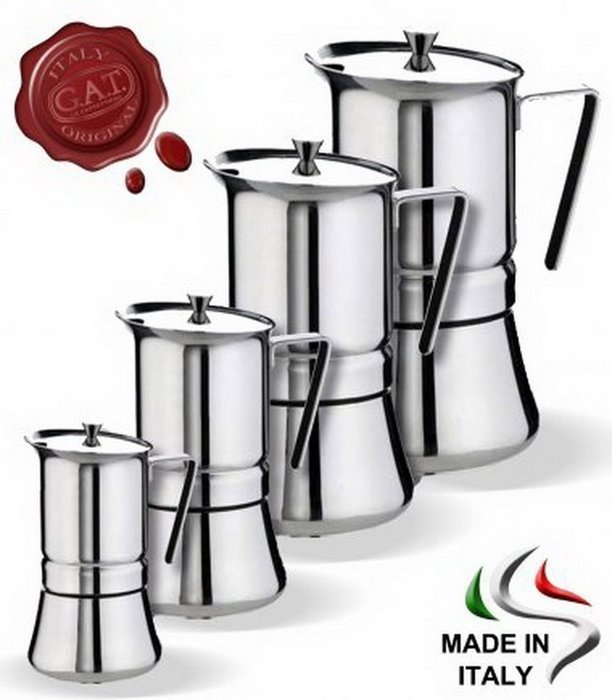 GAT Pratika Stainless Steel Stovetop Espresso Maker (6 espresso cup (9-10 fl oz)) N2