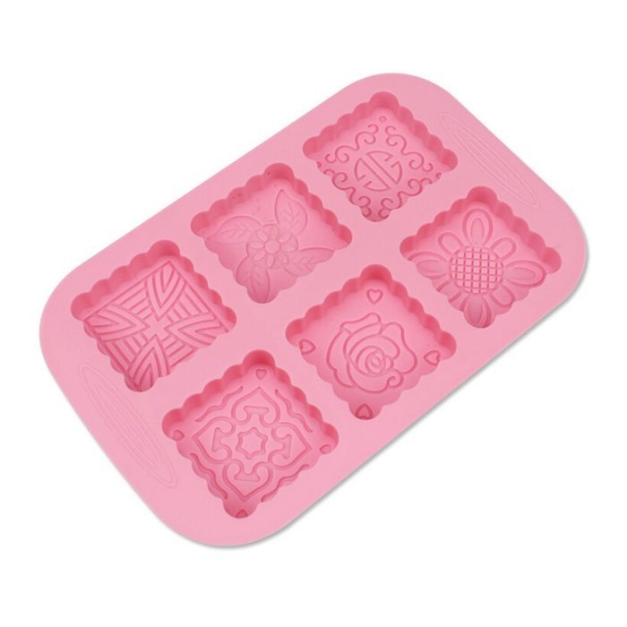 Wocuz New 6-cavity Square Mooncake Chocolate Muffin Cupcake Soap Silicone Mold Pan N3