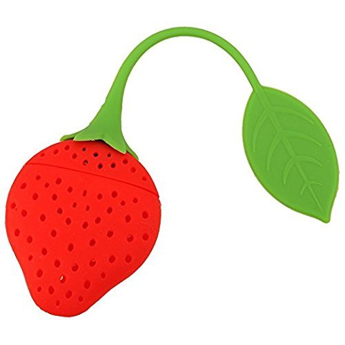 Teanfa Cute Reusable Strawberry Silicone Herbal Spice Tea Leaf Infuser Strainer Filter Bag Tea Ball (Red) N11