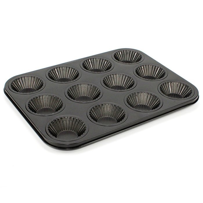 Ezeso 12-Cavity Nonstick Carbon Steel Egg Tart Mold Pan N4