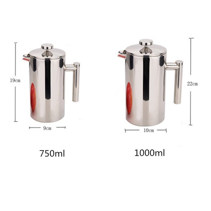 Double Wall Stainless Steel French Coffee Press & Tea Maker, Coffee Maker, 1 Liter N6
