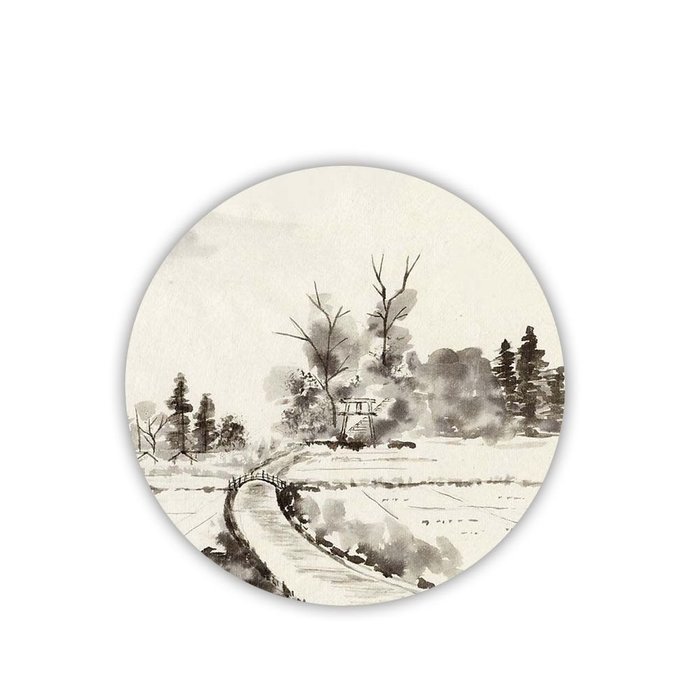Generic Cup Coaster Made By Mdf Printed Asian Chinese Ink Painting Individuality N7