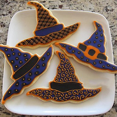 Sher Halloween Theme Witch Hat Shape Cookie Cutter, L 7.6cm x W 7.6cm x H 2.5cm, Stainless Steel N3