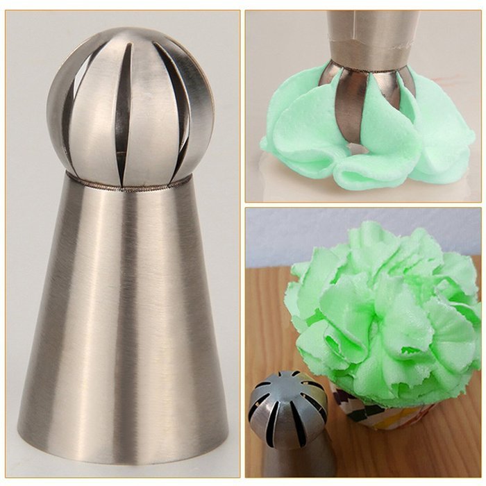 3PCS Icing Piping Tips Nozzles Kit Stainless Steel Sphere Ball Decorating Baking Tools Set for Cupcakes (New Design) N12