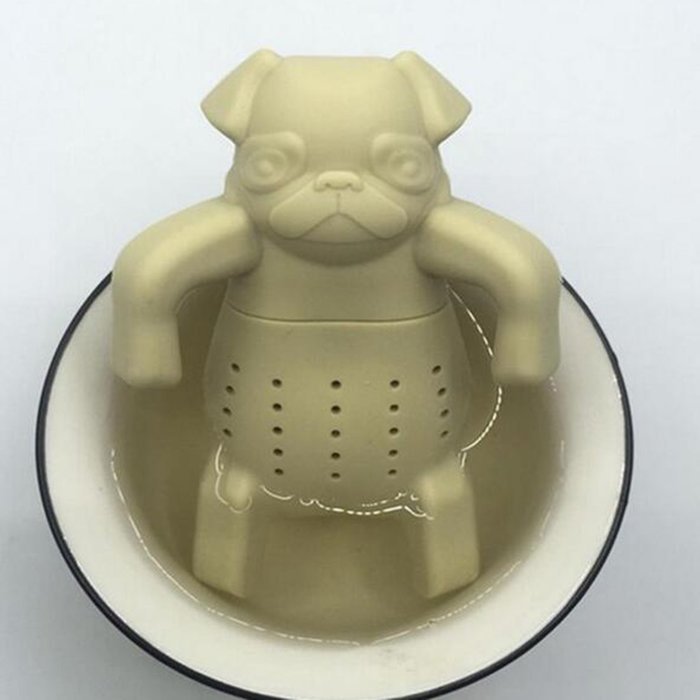 1Pc Lovely Tea Strainers Silicone Tea Infuser Kawaii Portable Dog Tea Strainers Spice Infuser Filter Beige N5