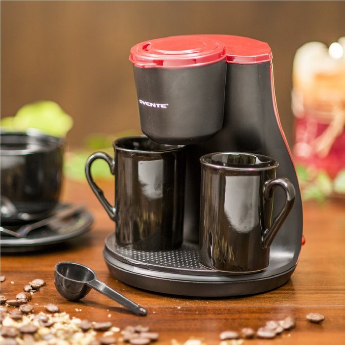 Ovente CM3BR Two Serving Coffeemaker with 2 Ceramic Personal Cups