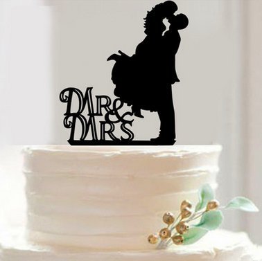 Mr & Mrs Bride and Groom Silhouette Wedding Cake Topper Pick COVERED WITH A PROTECTIVE LAYER WHICH SHOULD BE TORN... N26