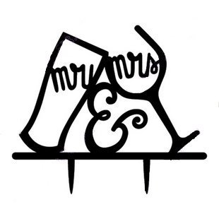 Mr & Mrs Bride and Groom Silhouette Wedding Cake Topper Pick COVERED WITH A PROTECTIVE LAYER WHICH SHOULD BE TORN... N28