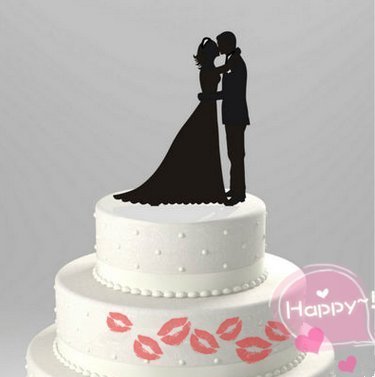 Mr & Mrs Bride and Groom Silhouette Wedding Cake Topper Pick COVERED WITH A PROTECTIVE LAYER WHICH SHOULD BE TORN... N29