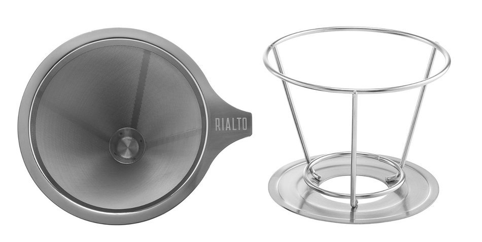 RIALTO Permanent Coffee Filter - Stainless Steel Pour Over Coffee Dripper - Reusable cone with pour over coffee... N2