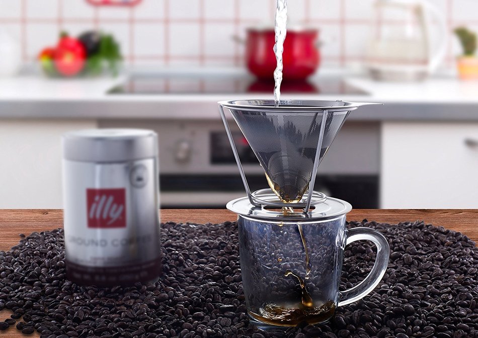RIALTO Permanent Coffee Filter - Stainless Steel Pour Over Coffee Dripper - Reusable cone with pour over coffee... N3