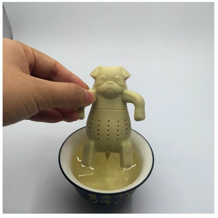 GOOTRADES Silicone Tea Coffee Infuser Pug In A Mug Teapot Herbal Spice Strainer Filter (Beige) N5