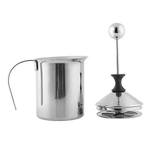 Xgunion Stainless Steel Milk Frother Cappuccino Coffee Frother Double Froth Pump (400ml)