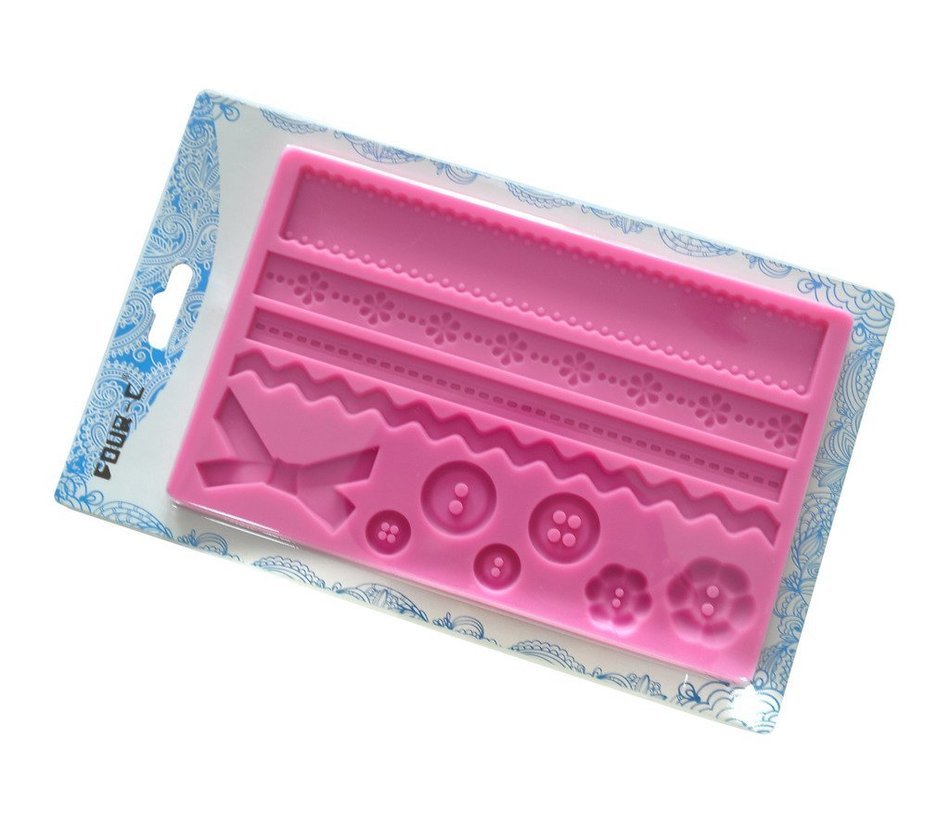 FOUR-C Silicone Mat Button Fondant and Gum Paste Mould Color Pink