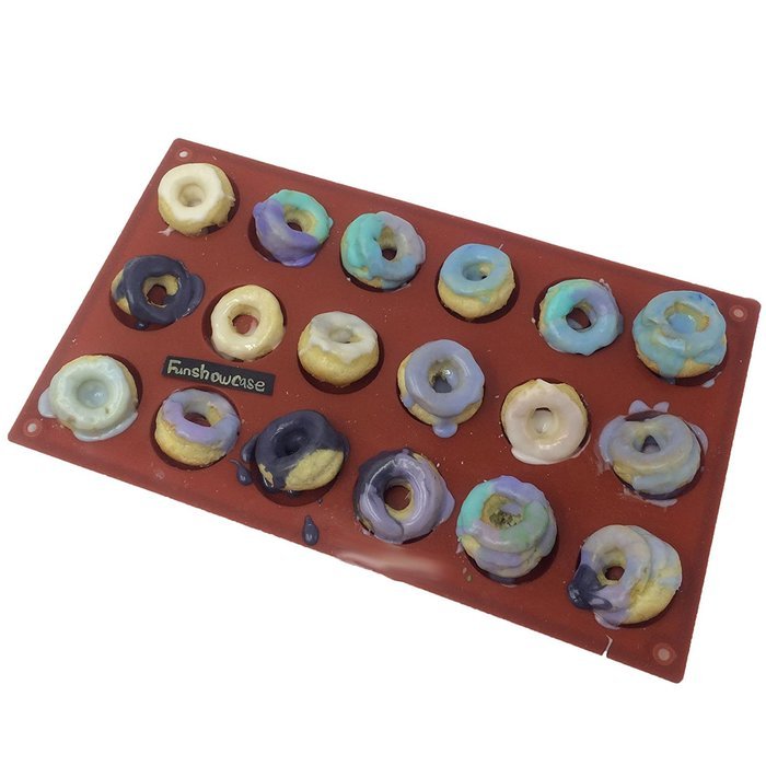 Funshowcase Mini Donut Silicone Mold 18 Cavity 30x17x1cm N5