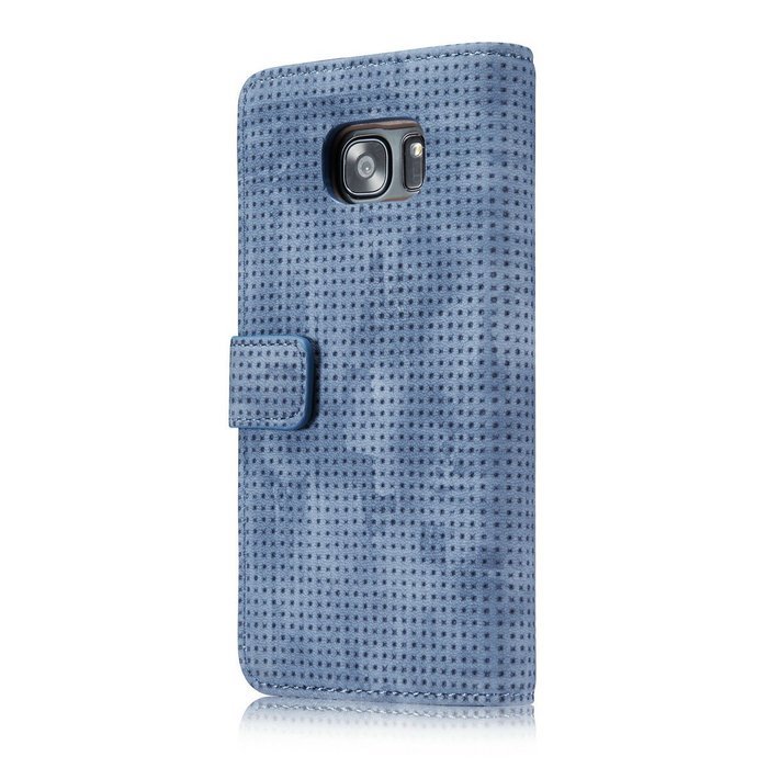 Galaxy S7 Edge Case, Aroko Wallet Case Classic for Galaxy S7 Edge Brown PU Leather Slim Stand Case Cover (Blue) N2