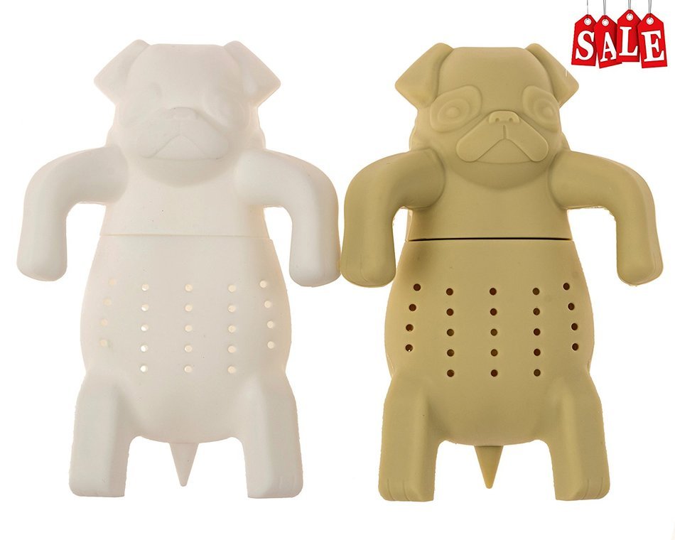 Wishstone Mr and Miss Pug Tea Infuser Set of 2 - Good Addition To Mister Manatee Infuser , Deep Tea Scuba Diver... N6