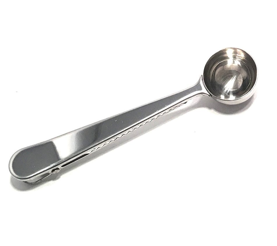 Stainless Steel Durable Bag Grip Clip & Coffee Spoon / Tea Scooper Food Storage - 2 Pack N2