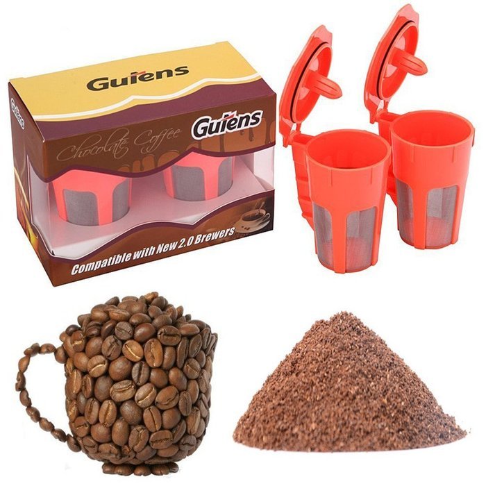 Gutens 2 Pack Reusable Carafe K-Cups Reusable coffee filter for Keurig 2.0 -K200, K300, K400, K500 Series N3