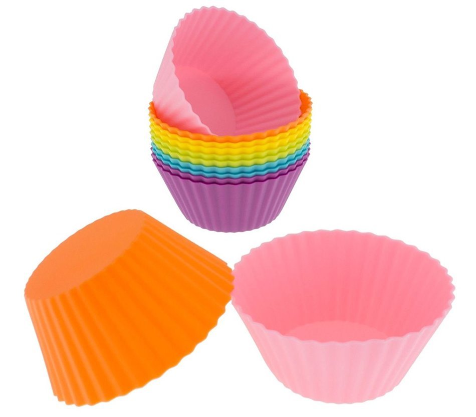 24-Pack Silicone Reusable Cupcake and Muffin Baking Cup Set, Rainbow Colors by GiftKoncepts N4