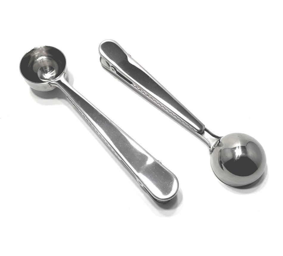 Stainless Steel Durable Bag Grip Clip & Coffee Spoon / Tea Scooper Food Storage - 2 Pack N3