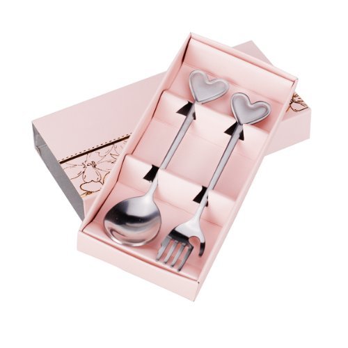 1 X Lover Heart Spoon Fork Set Wedding Favors by Generic N5