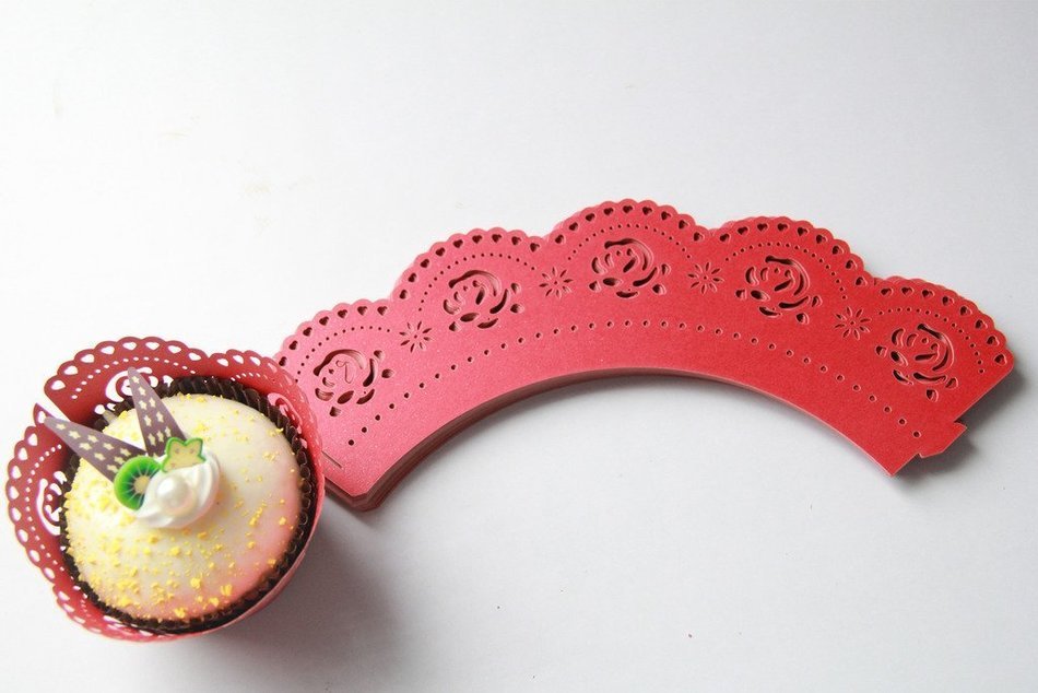 Kuke 24 Pcs Exquisite Flower Rose Laser Cut Cupcake Wrappers Cupcake Liners Muffin Container for Baby Shower Baby... N5