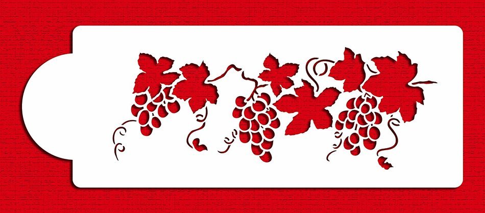 Designer Stencils C049 Small Grapevine Cake Stencil, Beige/semi-transparent N2