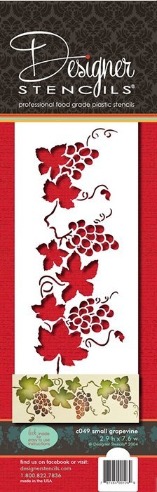 Designer Stencils C049 Small Grapevine Cake Stencil, Beige/semi-transparent N3