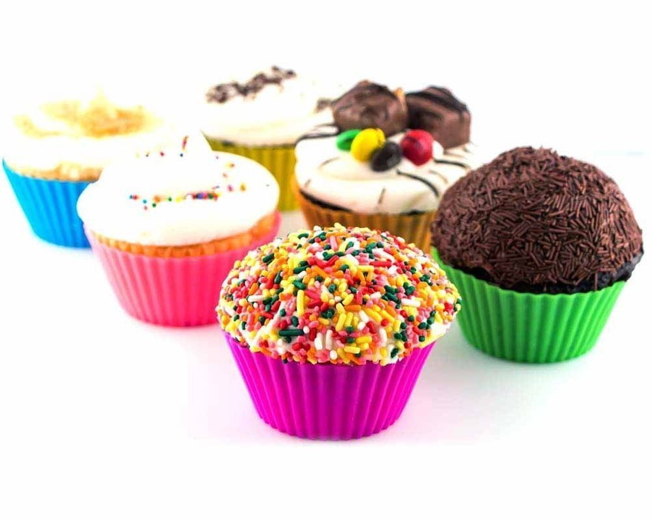 BakeRight - Silicone Baking Cups, 12 Colorful & Reusable Baking Cups