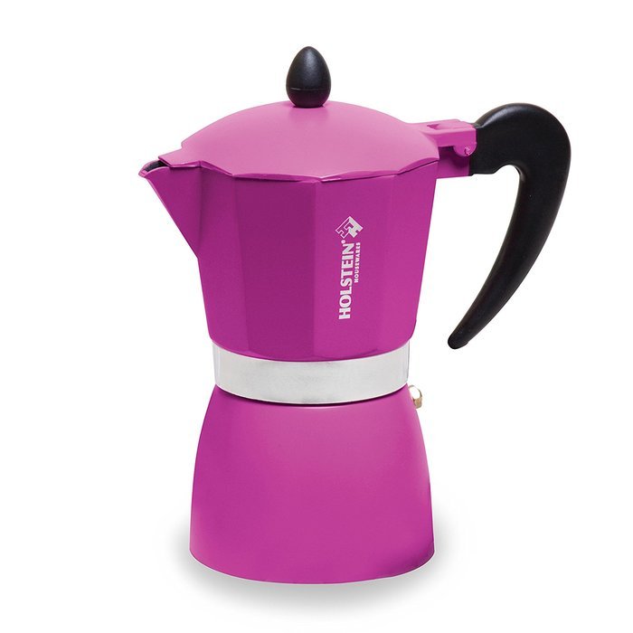 Holstein Housewares H-08081 6-Cup Aluminum Espresso Maker - Red N4