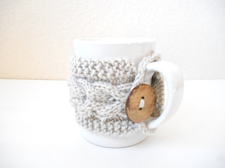 Hand Knit Cabled Mug Cozy N5