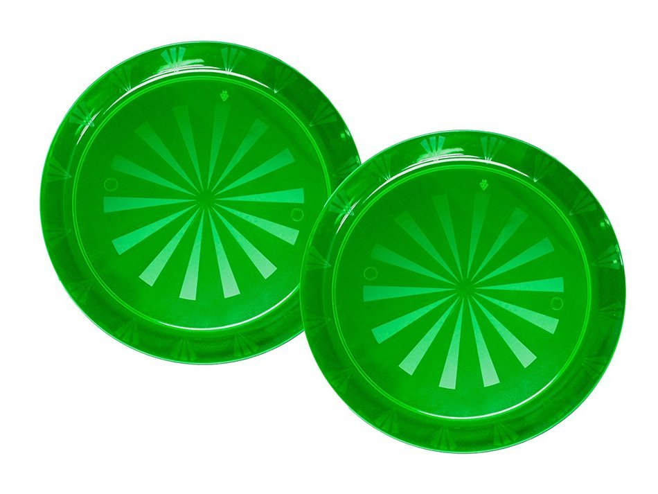 Party Essentials Hard Plastic 12-Inch Round Serving Trays, Purple, 2Pk N4