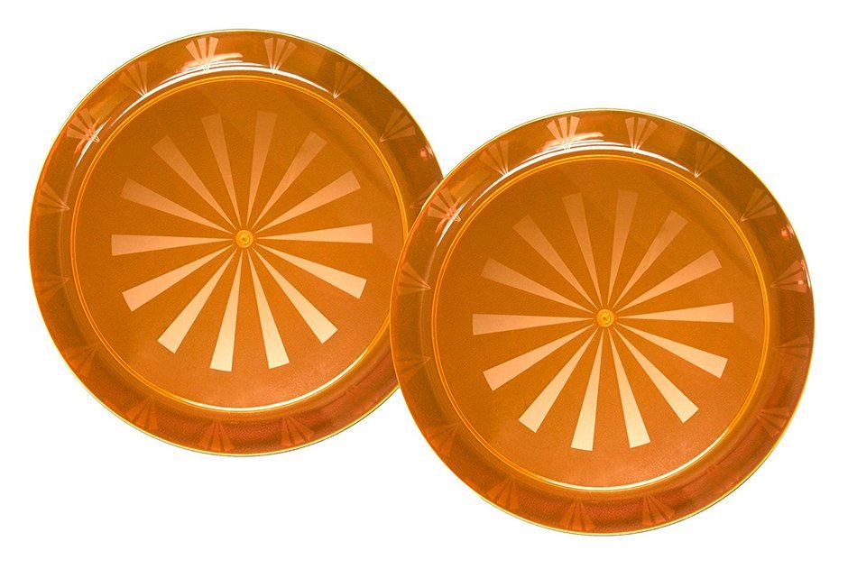 Party Essentials Hard Plastic 12-Inch Round Serving Trays, Purple, 2Pk N5
