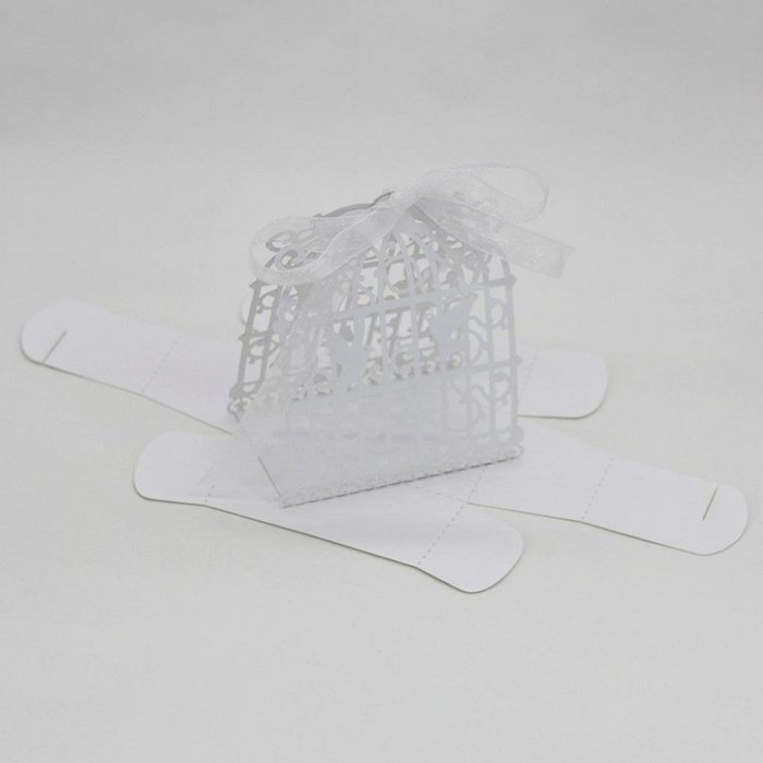 50PC Candy Box,Morecome Birdcage Flowers Laser Cut Favor Candy Box (Purple) N9